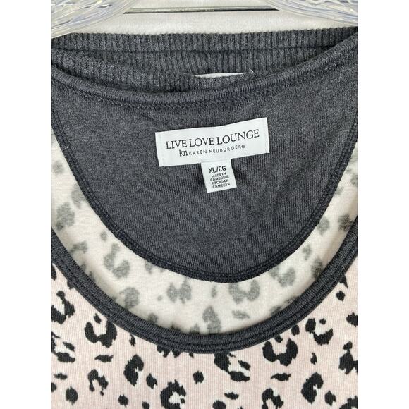 Live Love Lounge Karen Neuburger Pajamas Set Womens XL Pink Animal Print Fleece - Picture 2 of 14